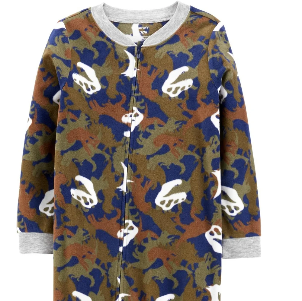 NWT Carter's Dinosaur Camo Fleece Footie Pajamas